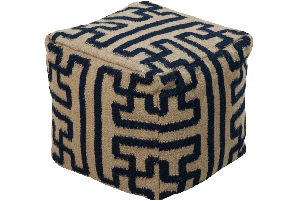 Pouf-Geometric Navy And Khaki 1 Pouf-Geometric Navy And Khaki