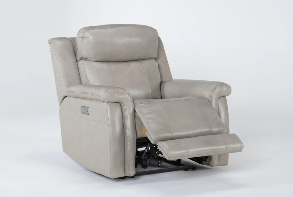 Serena Taupe Leather Power Recliner With Power Headrest, Lumbar & USB 4 Serena Taupe Leather Power Recliner With Power Headrest, Lumbar & USB - Image 4