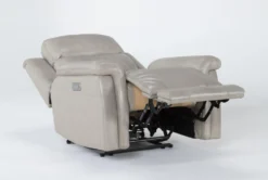 Serena Taupe Leather Power Recliner With Power Headrest, Lumbar & USB 13 Serena Taupe Leather Power Recliner With Power Headrest, Lumbar & USB -Living Room Furniture Shop 256702 brown leather wallaway recline 24