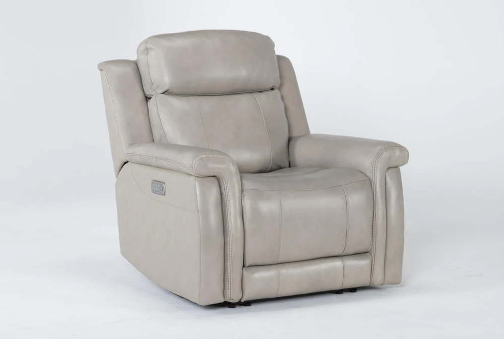 Serena Taupe Leather Power Recliner With Power Headrest, Lumbar & USB 2 Serena Taupe Leather Power Recliner With Power Headrest, Lumbar & USB - Image 2