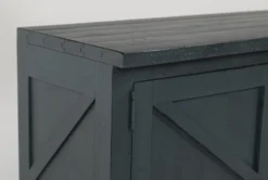 Sinclair Blue Lagoon 78" TV Stand With Glass Doors -Living Room Furniture Shop 258161 blue wood media console detail 44