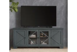 Sinclair Blue Lagoon 78" TV Stand With Glass Doors -Living Room Furniture Shop 258161 blue wood media console room 85