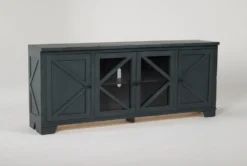 Sinclair Blue Lagoon 78" TV Stand With Glass Doors -Living Room Furniture Shop 258161 blue wood media console side 18