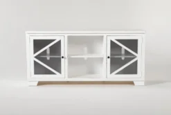 Sinclair II White 68" TV Stand With Glass Doors