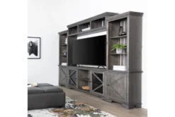 Sinclair II Grey 68" TV Stand With Glass Doors -Living Room Furniture Shop 258742 grey wood media console room 46