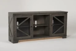 Sinclair II Grey 68" TV Stand With Glass Doors -Living Room Furniture Shop 258742 grey wood media console side 18