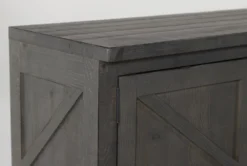 Sinclair II Grey 78" TV Stand With Glass Doors -Living Room Furniture Shop 258743 grey wood media console detail 44