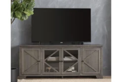 Sinclair II Grey 78" TV Stand With Glass Doors -Living Room Furniture Shop 258743 grey wood media console room 85