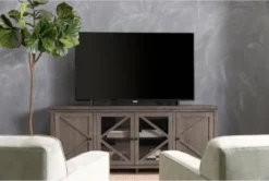 Sinclair II Grey 78" TV Stand With Glass Doors -Living Room Furniture Shop 258743 grey wood media console room 86