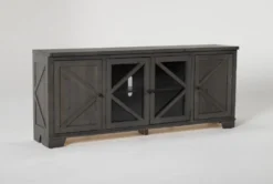 Sinclair II Grey 78" TV Stand With Glass Doors -Living Room Furniture Shop 258743 grey wood media console side 18