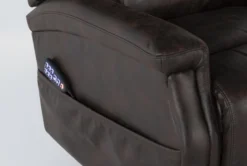 Thorpe Walnut Power Lift Recliner With Power Headrest -Living Room Furniture Shop 260878 brown polyester lift detail 45