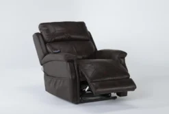 Thorpe Walnut Power Lift Recliner With Power Headrest -Living Room Furniture Shop 260878 brown polyester lift recline 23