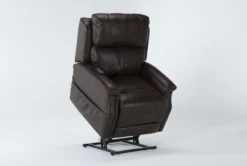 Thorpe Walnut Power Lift Recliner With Power Headrest -Living Room Furniture Shop 260878 brown polyester lift recline 24