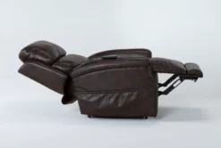 Thorpe Walnut Power Lift Recliner With Power Headrest -Living Room Furniture Shop 260878 brown polyester lift recline 25