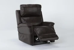 Thorpe Walnut Power Lift Recliner With Power Headrest -Living Room Furniture Shop 260878 brown polyester lift side 20