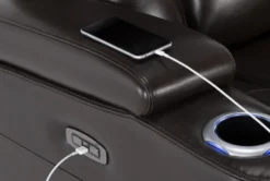 Eastwood Espresso Home Theater Power Wallaway Recliner With Power Headrest & USB -Living Room Furniture Shop 260961 brown polyester wallaway hardware 51