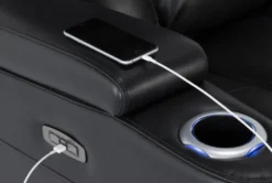 Eastwood Midnight Home Theater Power Wallaway Recliner With Power Headrest & USB -Living Room Furniture Shop 260963 black polyester wallaway hardware 51