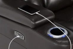 Eastwood Espresso Home Theater Power Wallaway Recliner With Power Headrest, Bluetooth & USB -Living Room Furniture Shop 260964 brown polyester wallaway hardware 51