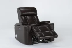 Eastwood Espresso Home Theater Power Wallaway Recliner With Power Headrest, Bluetooth & USB -Living Room Furniture Shop 260964 brown polyester wallaway recline 23
