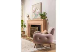 Amber 33" Velvet Accent Chair -Living Room Furniture Shop 260985 pink fabric accent chair room 46