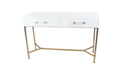 Contemporary White And Bronze 47" Console Table -Living Room Furniture Shop 262791 white wood sofa table material 76