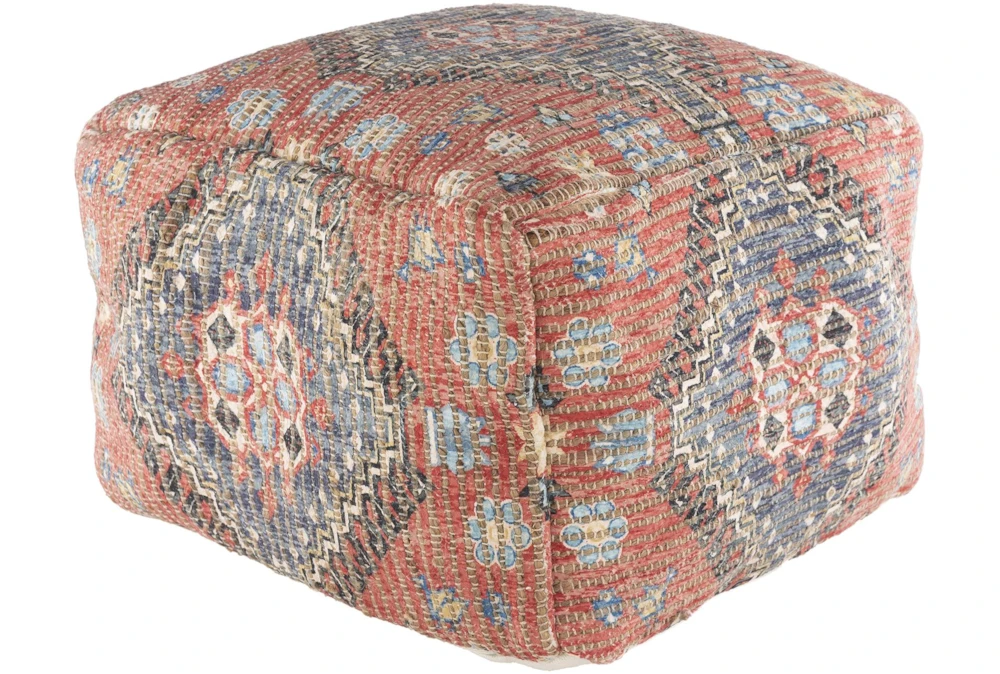 Pouf-Orange Blue Jute Blend 1 Pouf-Orange Blue Jute Blend