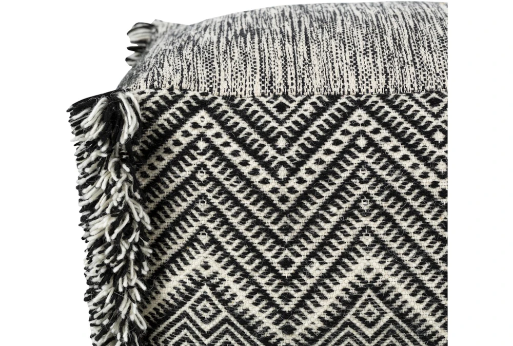 Pouf-Black Cream Fringe 3 Pouf-Black Cream Fringe - Image 3