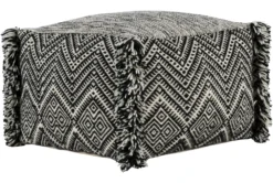 Pouf-Black Cream Fringe 8 Pouf-Black Cream Fringe -Living Room Furniture Shop 262858 fiber detail 45