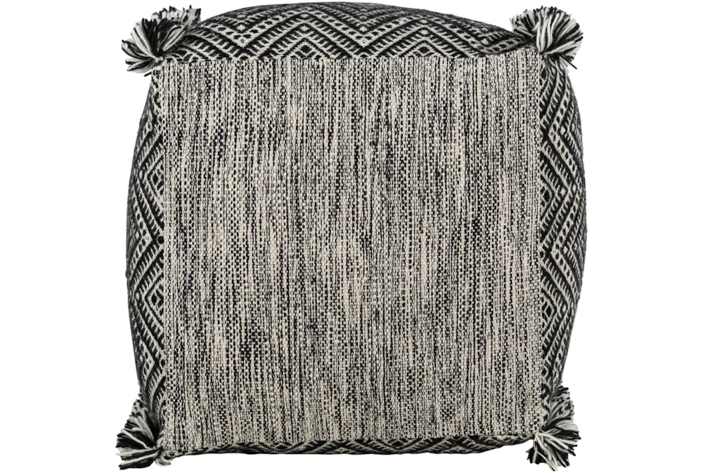Pouf-Black Cream Fringe 5 Pouf-Black Cream Fringe - Image 5