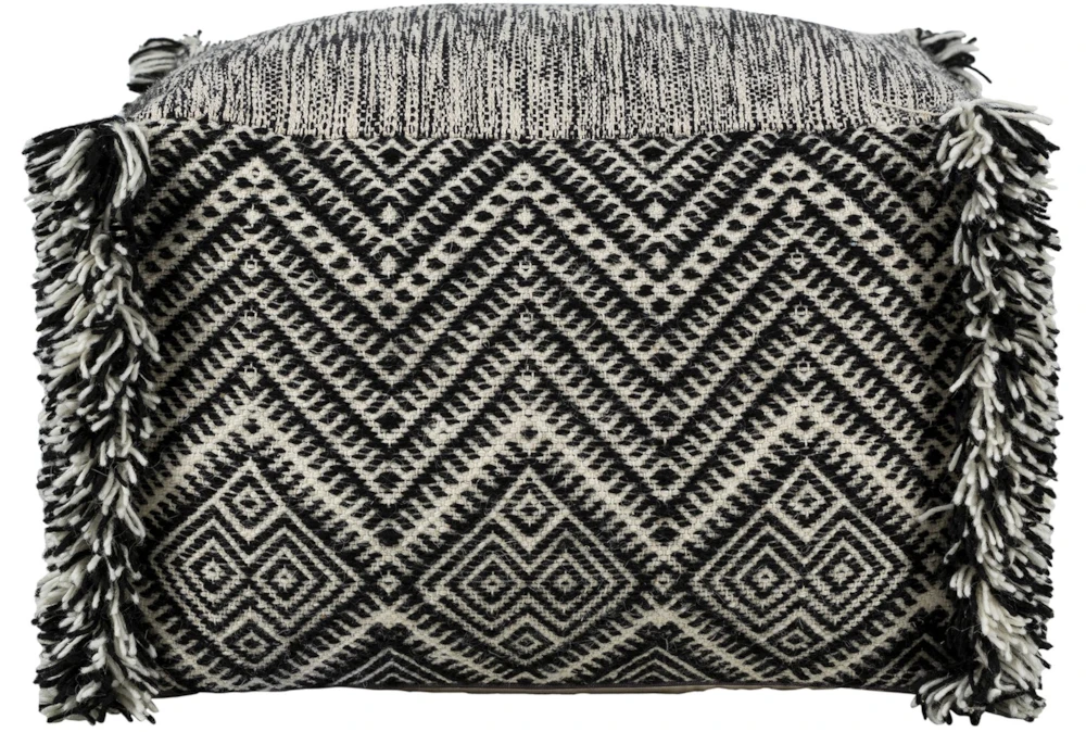 Pouf-Black Cream Fringe 2 Pouf-Black Cream Fringe - Image 2