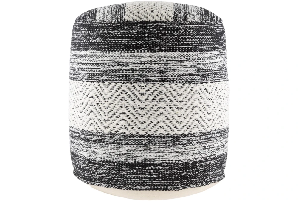 Pouf-Black White Stripe 2 Pouf-Black White Stripe - Image 2
