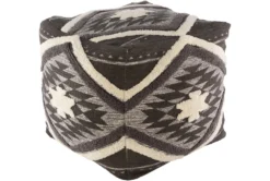Pouf-Dark Brown Aztec Shag