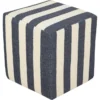 Pouf-Blue Cream Stripes