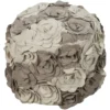 Pouf-Camel Beige Felted Appliqued Flowers