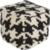 Pouf-Black Cream Houndstooth Small