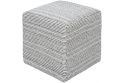 Pouf-Blue Ivory Stripes