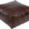 Pouf-Brown Leather Patched