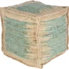 Pouf-Teal Khaki Jute