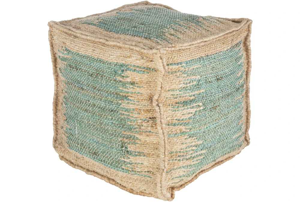 Pouf-Teal Khaki Jute 1 Pouf-Teal Khaki Jute