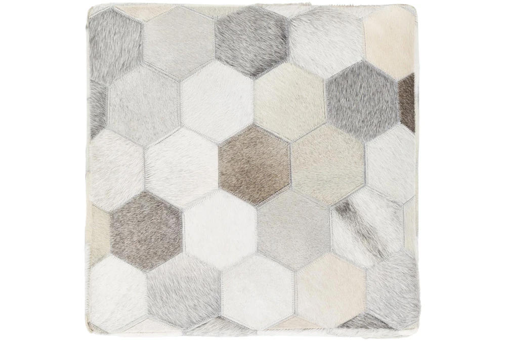 Pouf-Natural Patched Hair On Hide Cube 2 Pouf-Natural Patched Hair On Hide Cube - Image 2