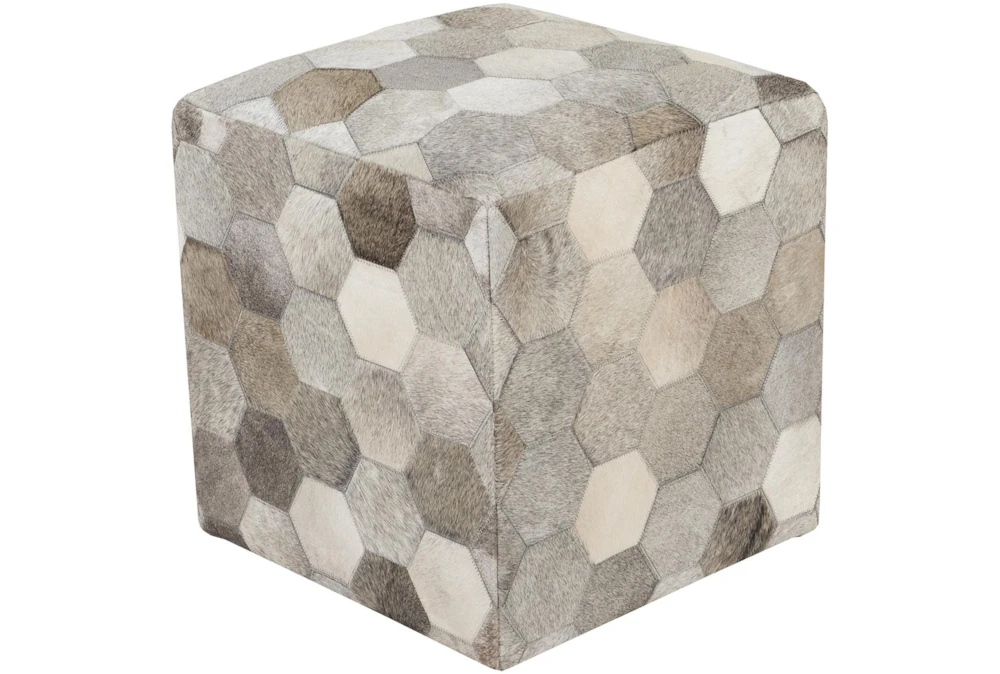 Pouf-Natural Patched Hair On Hide Cube 1 Pouf-Natural Patched Hair On Hide Cube