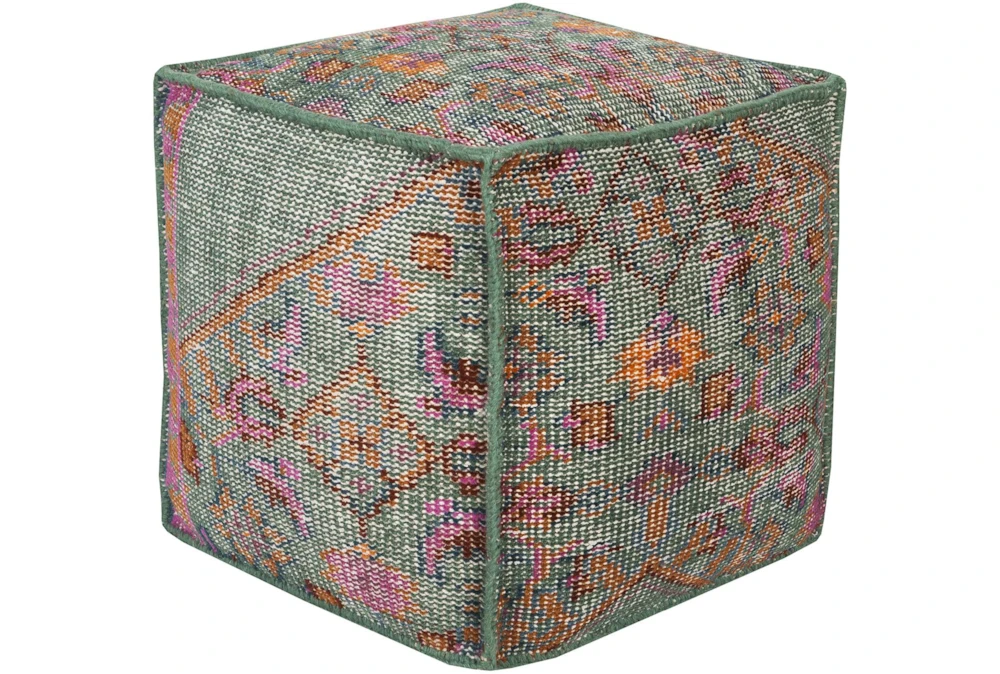 Pouf-Multicolored Hand Knotted 1 Pouf-Multicolored Hand Knotted