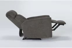Halo II Grey Power Recliner With Power Headrest & USB -Living Room Furniture Shop 264439 grey fabric recliner side 20