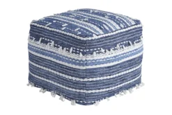 Pouf-Tassel Blue/White