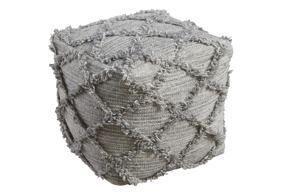 Pouf-Diamond Fringe Gray 1 Pouf-Diamond Fringe Gray