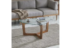 Reid Glass Triangle Coffee Table -Living Room Furniture Shop 267464 brown wood coffee table room 85