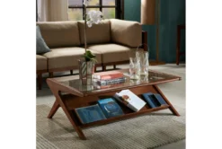 Henrik Glass Coffee Table With Storage -Living Room Furniture Shop 267468 brown wood coffee table room 85