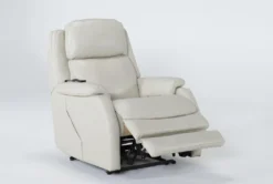 Palma Pearl Leather Power Wallaway Recliner With Heat, Massage, Power Headrest & Lumbar 11 Palma Pearl Leather Power Wallaway Recliner With Heat, Massage, Power Headrest & Lumbar -Living Room Furniture Shop 267661 white leather recliner side 19