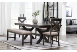 Pollie 60" Dining Bench -Living Room Furniture Shop 267678 brown fabric dining bench room 85