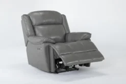 Eckhart Grey Leather Power Recliner With Power Headrest & USB -Living Room Furniture Shop 268356 side 19